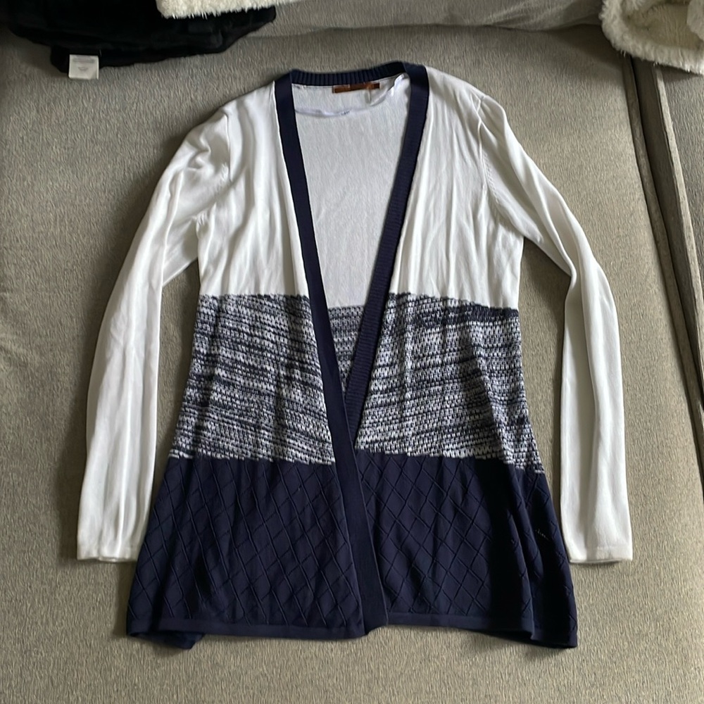 Blue and White Long Cardigan